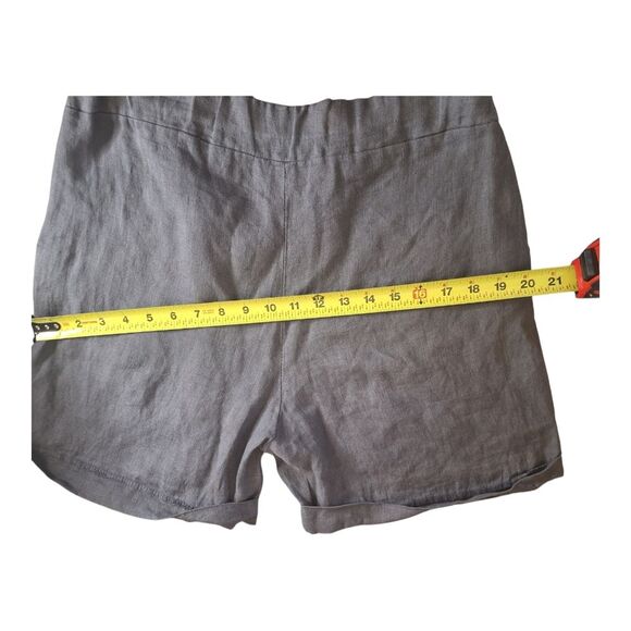 TINA STEPHENS Made In Italy Linen Shorts Pull On Pockets Loose Modest Gray 6-8 - Picture 7 of 9